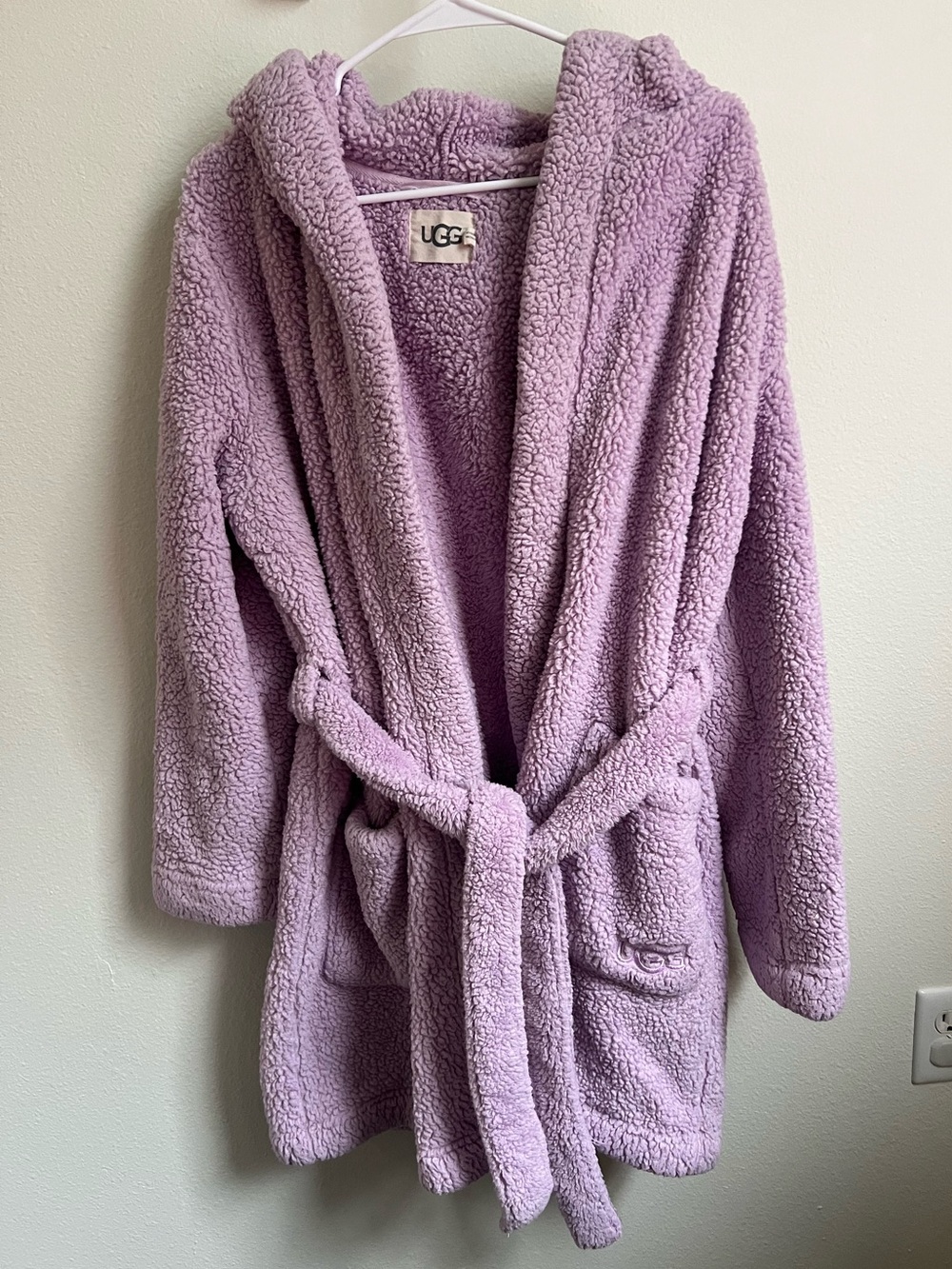 UGG Lavender Sherpa Hooded Robe with Belt